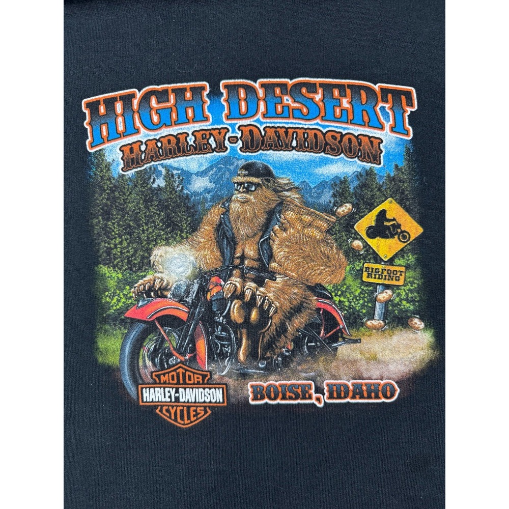 Harley Davidson High Desert Boise Idaho Bigfoot Pullover Hoodie Black Womens XL